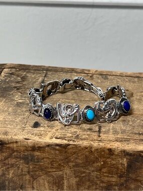 Vintage Sterling Silver Native American-style charm bracelet